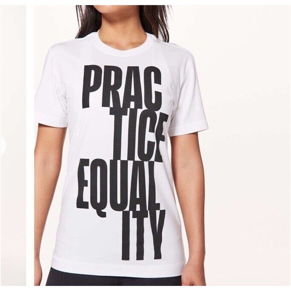 Lululemon Practice Equality Unisex Pima Cotton Short Sleeve White Tee New XS - Picture 1 of 6
